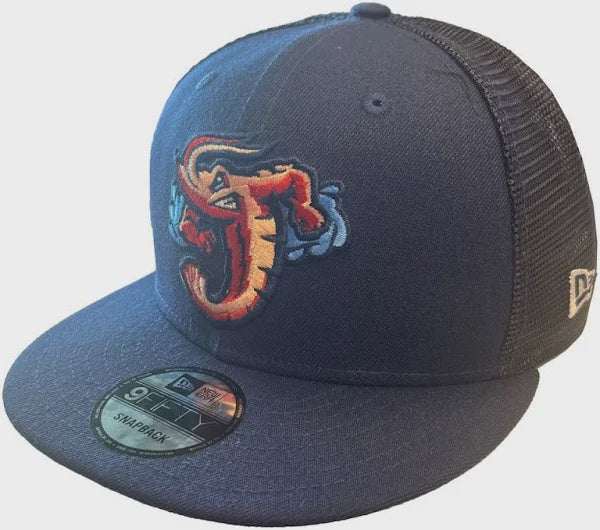 MiLB Jumbo Shrimp navy blue New Era 9Fifty adjustable mesh snapback cap with team logo