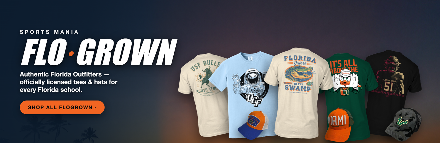 FloGrown — officially licensed Florida college tees and hats at Sports Mania