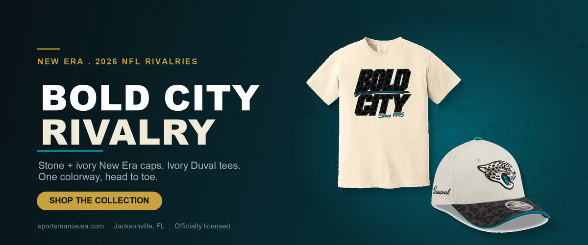 Jacksonville Jaguars Rivalries - New Era 2026 Rivalries caps and ivory Bold City tee
