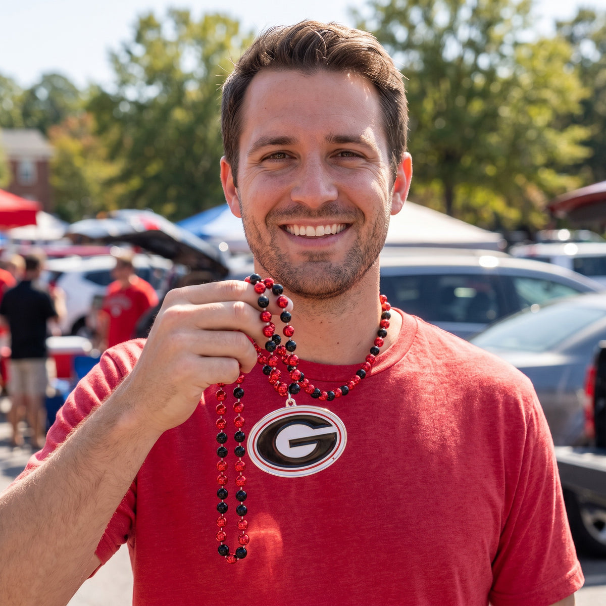 NCAA Georgia Bulldogs Rico G Logo Sport Beads with Medallion - on-model lifestyle photo