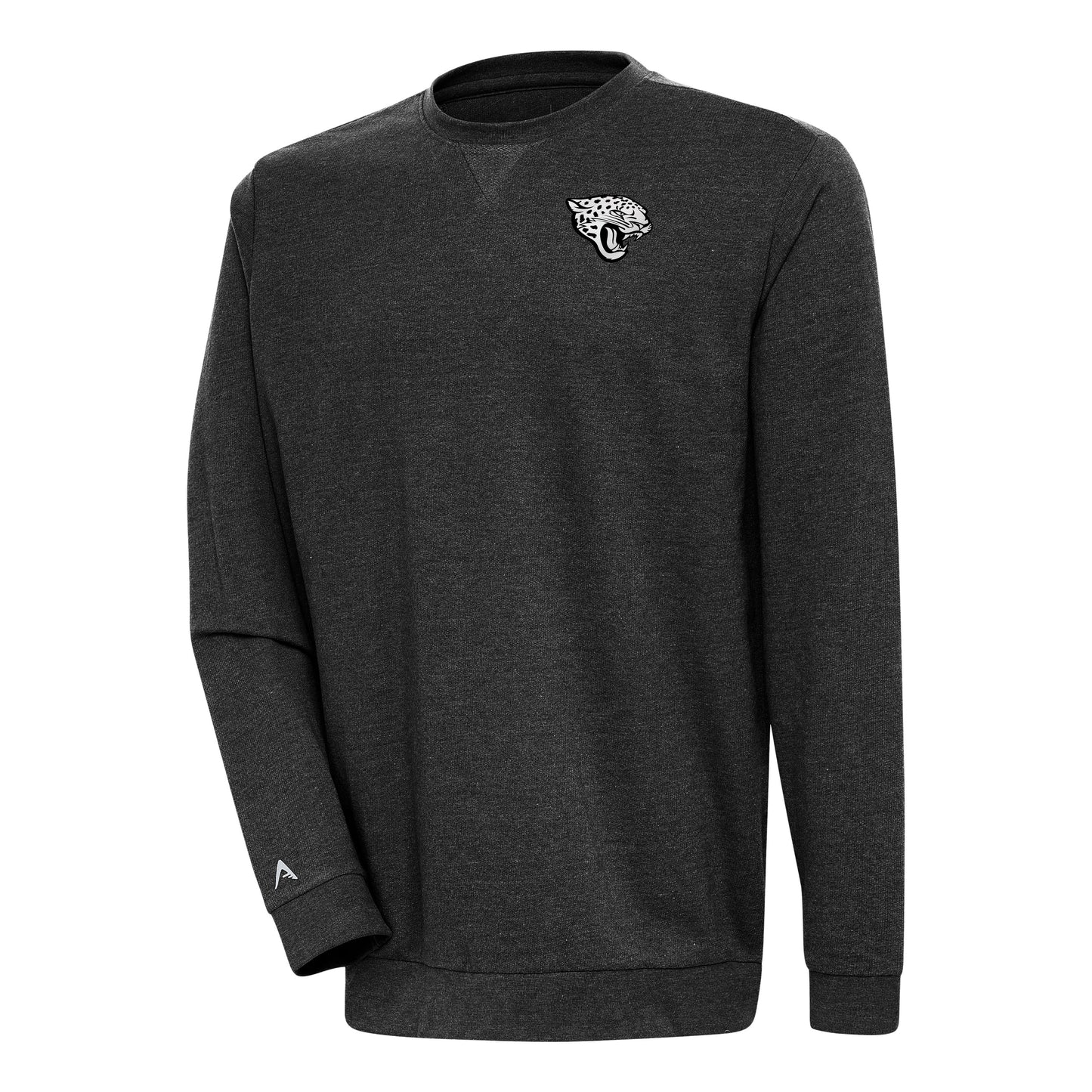 NFL Jacksonville Jaguars Reward Crew Black Heather Silver Reflective Logo By Antigua