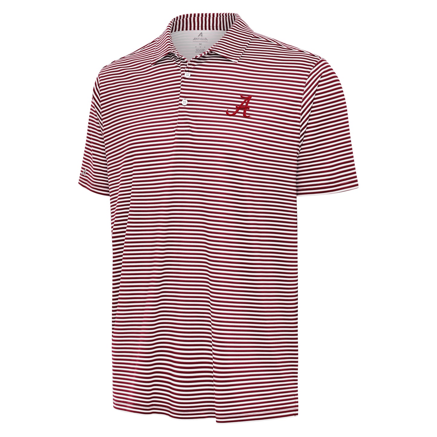 NCAA University of Alabama Antigua Striped Crimson/White Skills Polo - officially licensed fan gear