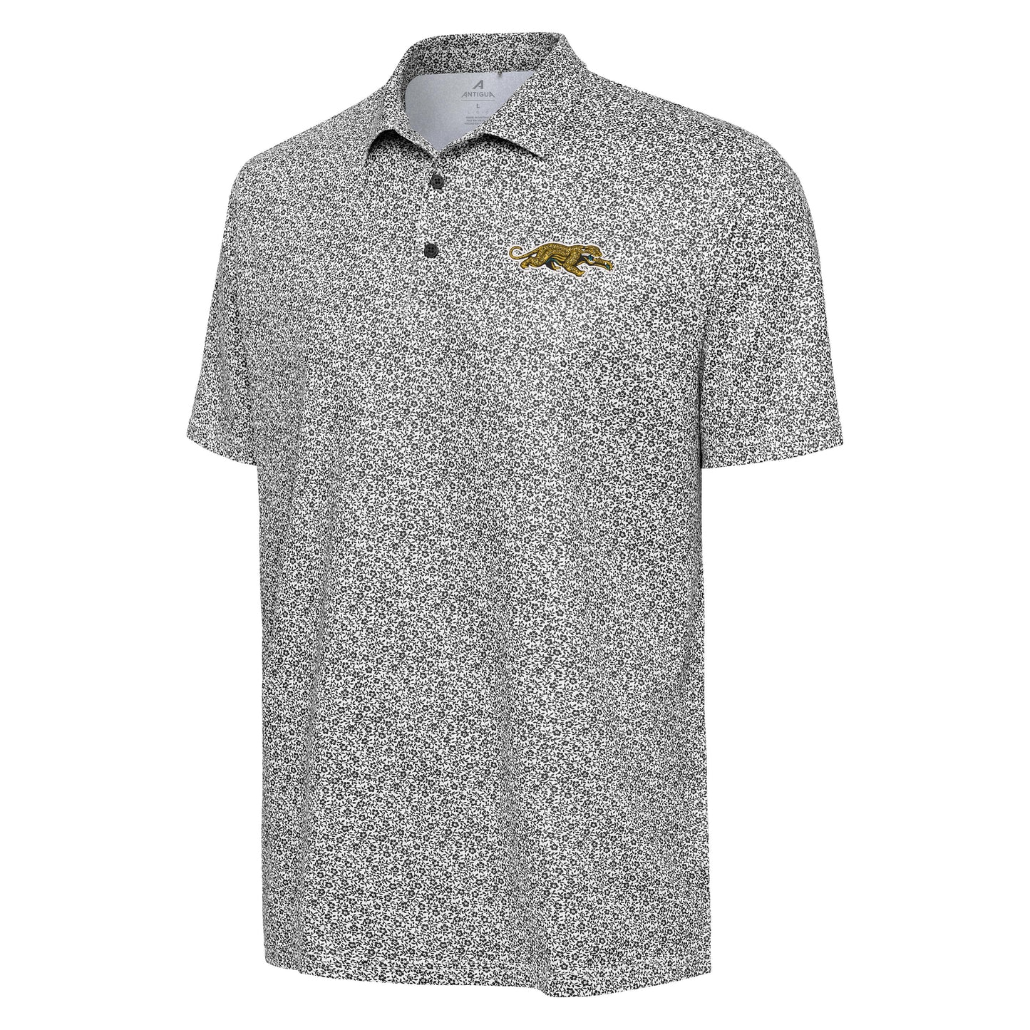 Jacksonville Jaguars Prowler Logo Field Ditsy Black & White Floral Polo Antigua