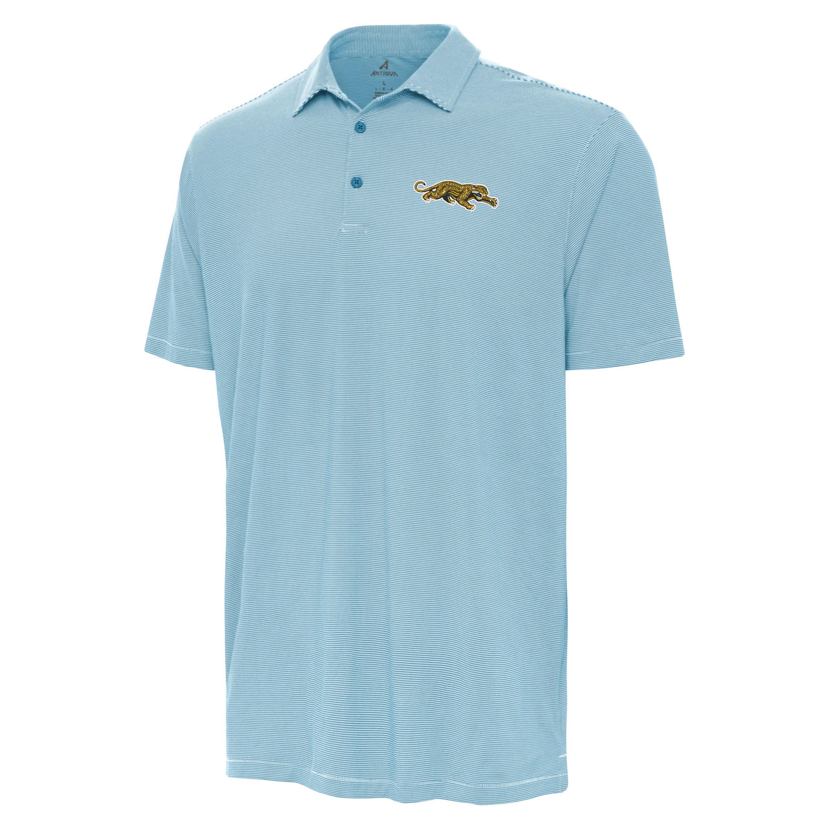 Jacksonville Jaguars Prowler Striped Twine Performance Polo Men's Antigua Teal/White - officially licensed fan gear