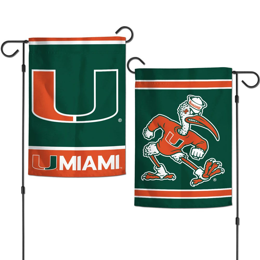NCAA Miami Hurricanes WinCraft Garden Flags 2 sided 12.5" x 18"