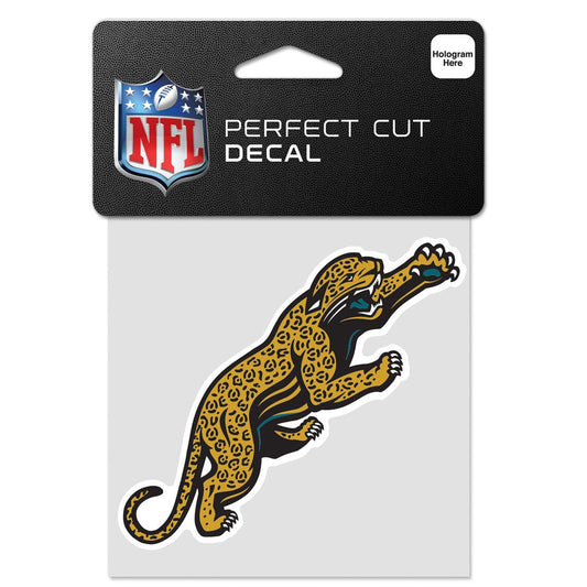 NFL Jacksonville Jaguars WinCraft Classic Logo Perfect Cut Color Decal 4 x 4 Inch Teal and Black