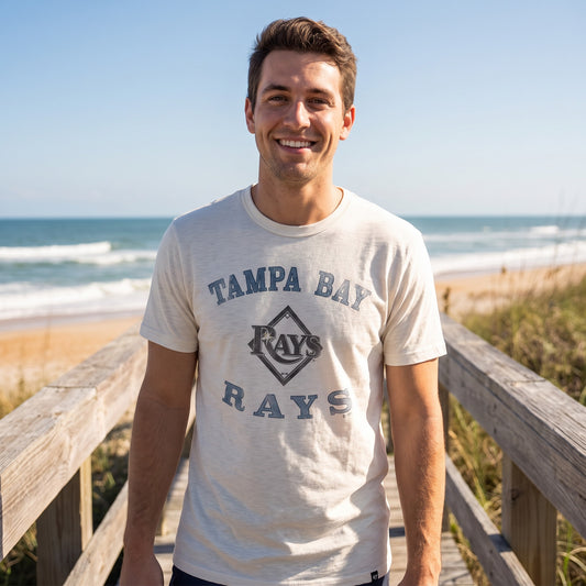 Tampa Bay Rays Counter Arch '47 Scrum T-Shirt - on-model lifestyle photo