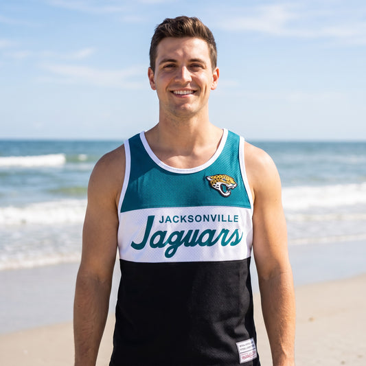NFL Jacksonville Jaguars Mitchell & Ness Head Coach Tank Top - Black - on-model lifestyle photo