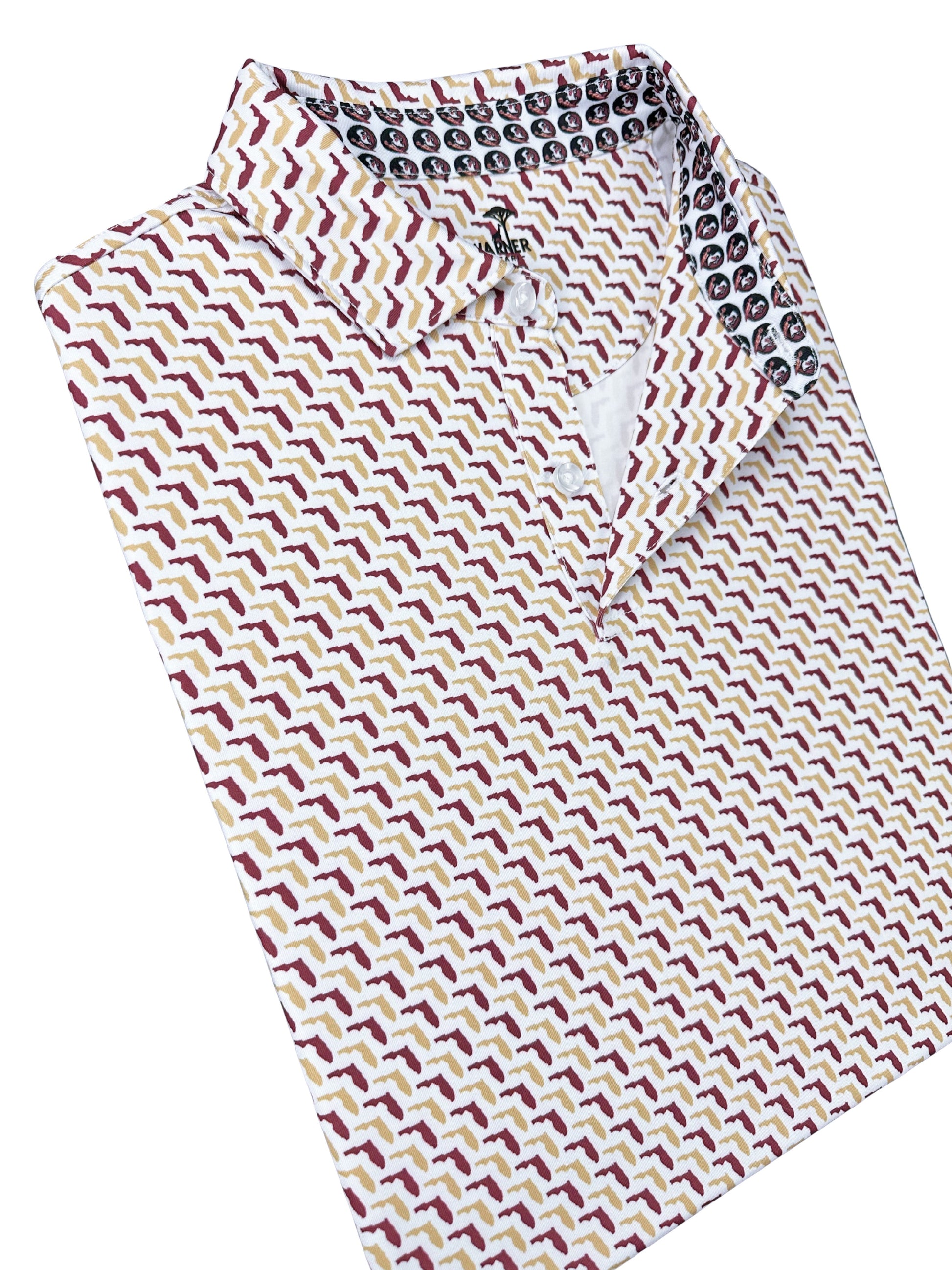 FSU Garnet & Gold State Pride Polo — collar detail