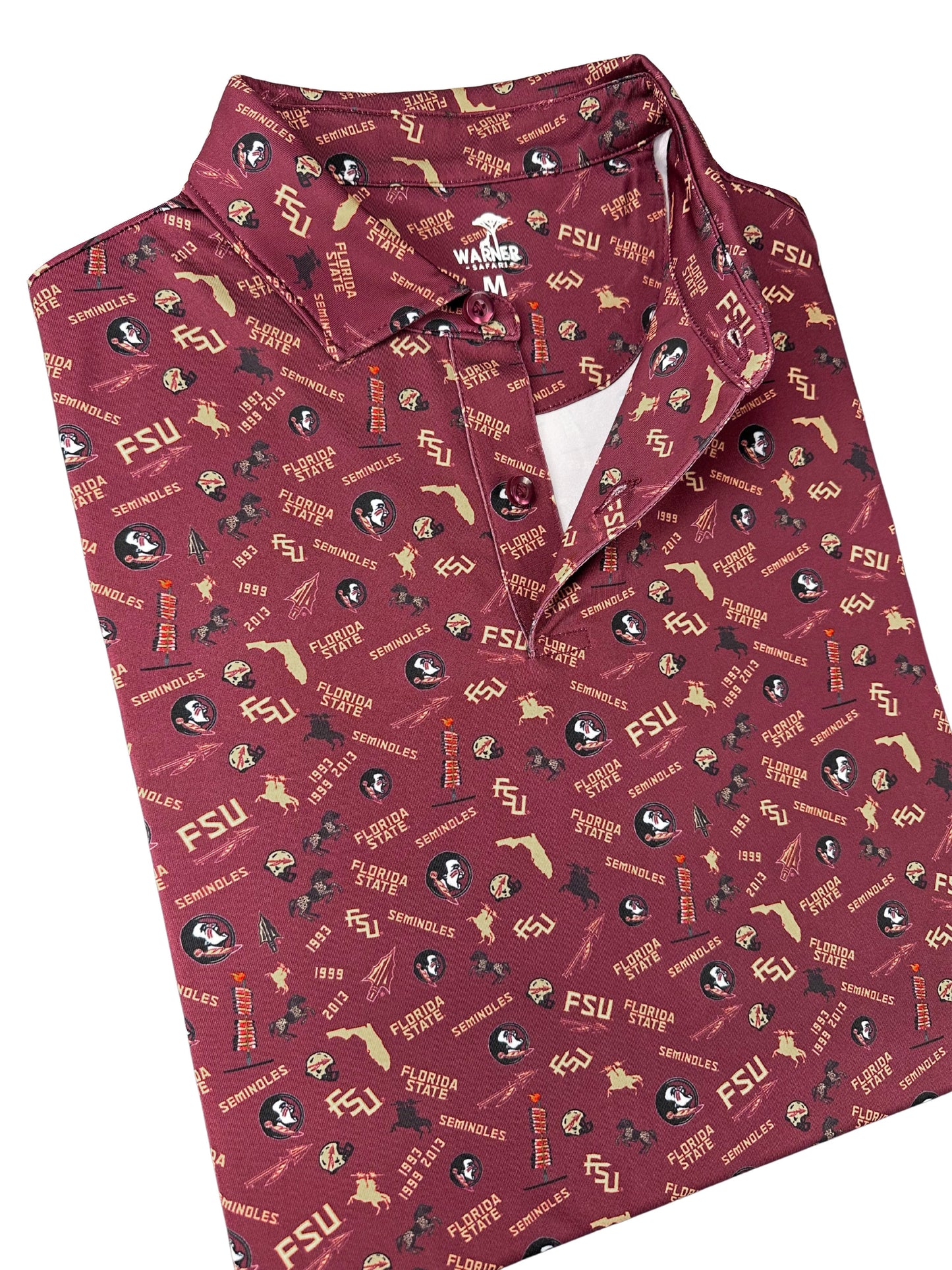 FSU Seminole Safari Print Polo — collar detail
