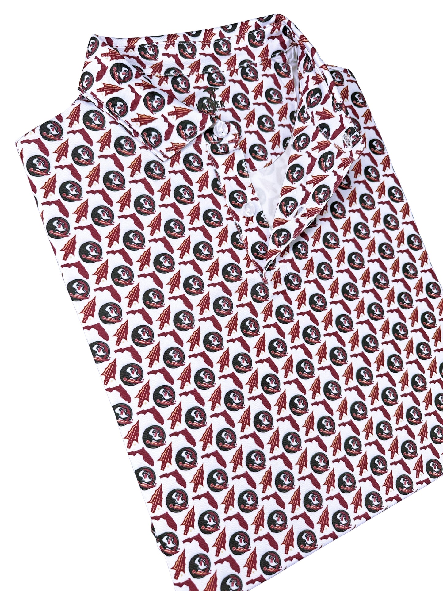 FSU Seminole Spear Print Polo — collar detail