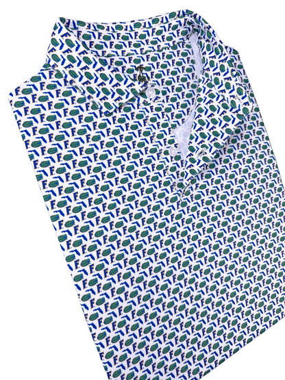 UF Old Florida Print Polo — collar detail