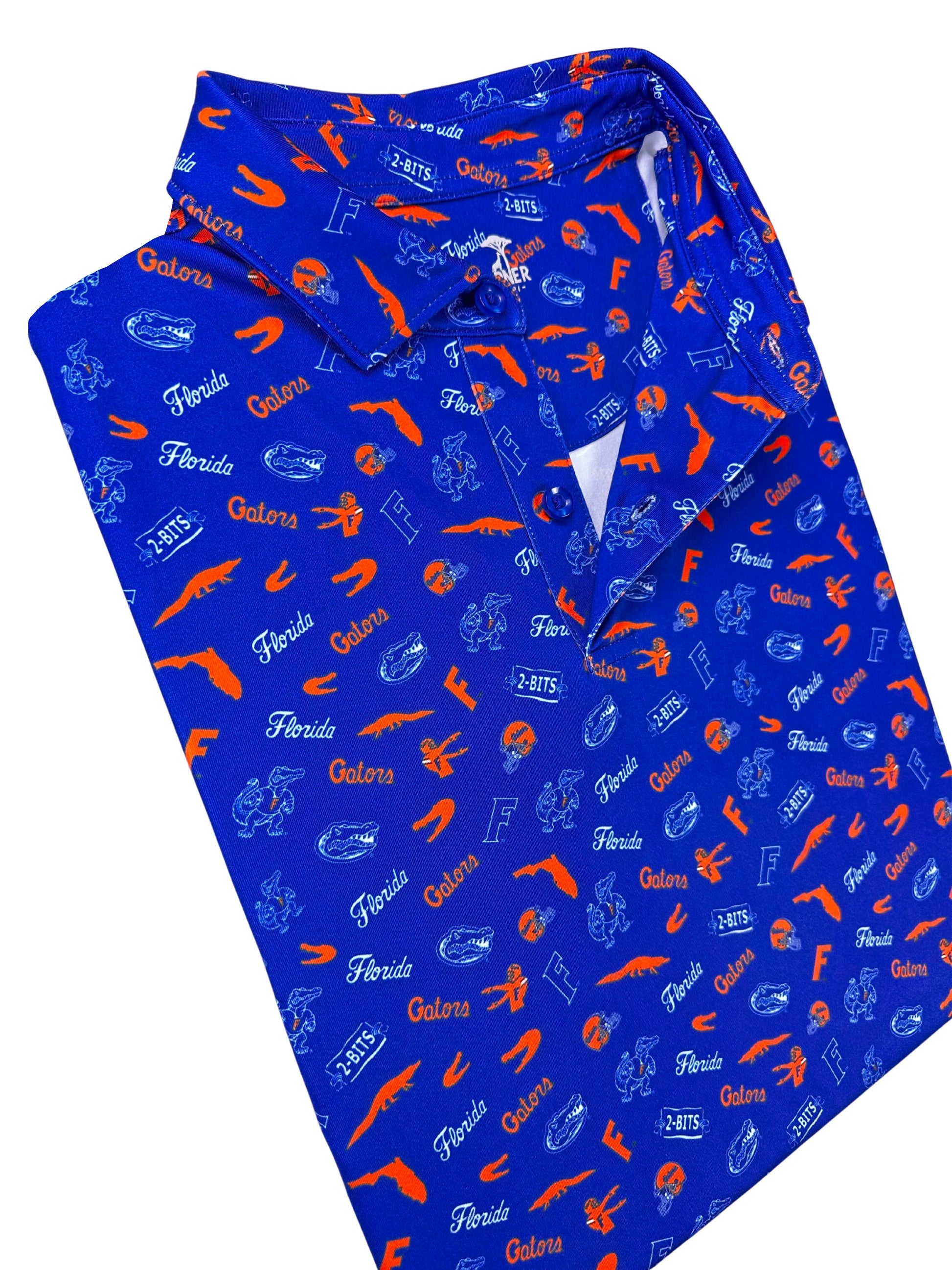 UF Swamp Safari Print Polo — collar detail