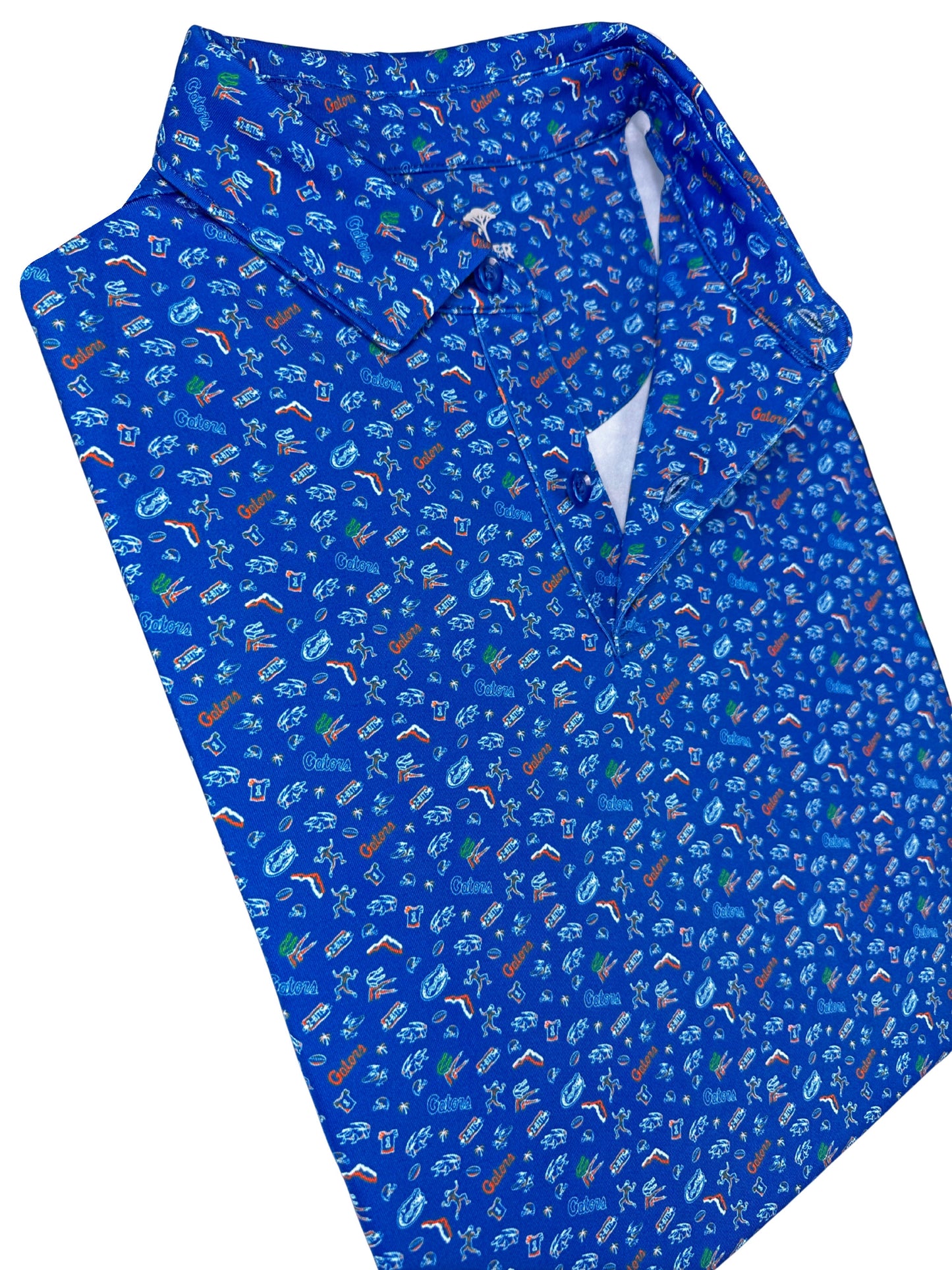 UF Swamp Saturday Print Polo — collar detail