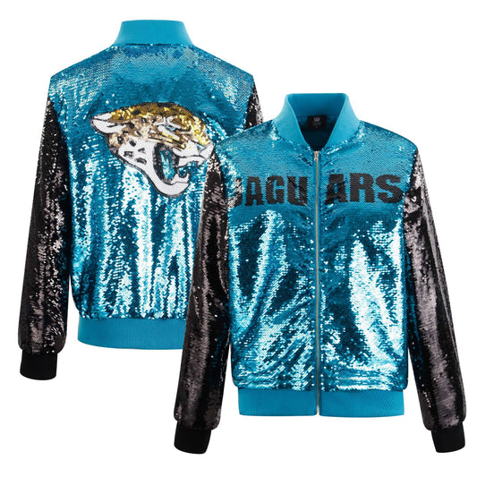 Jacksonville Jaguars Two Tone Sequin Jacket Teal & Black