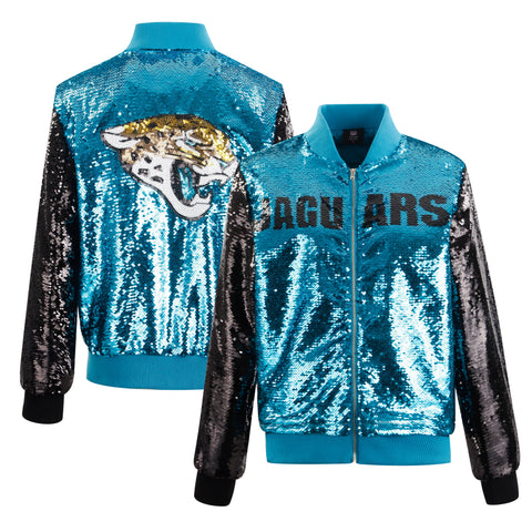 Jacksonville Jaguars Two Tone Sequin Jacket Teal & Black