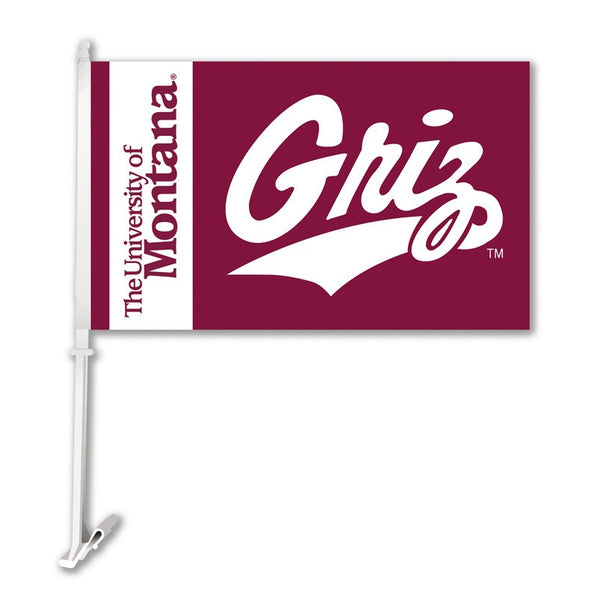 Montana Grizzlies Car Flag W/Wall Brackett