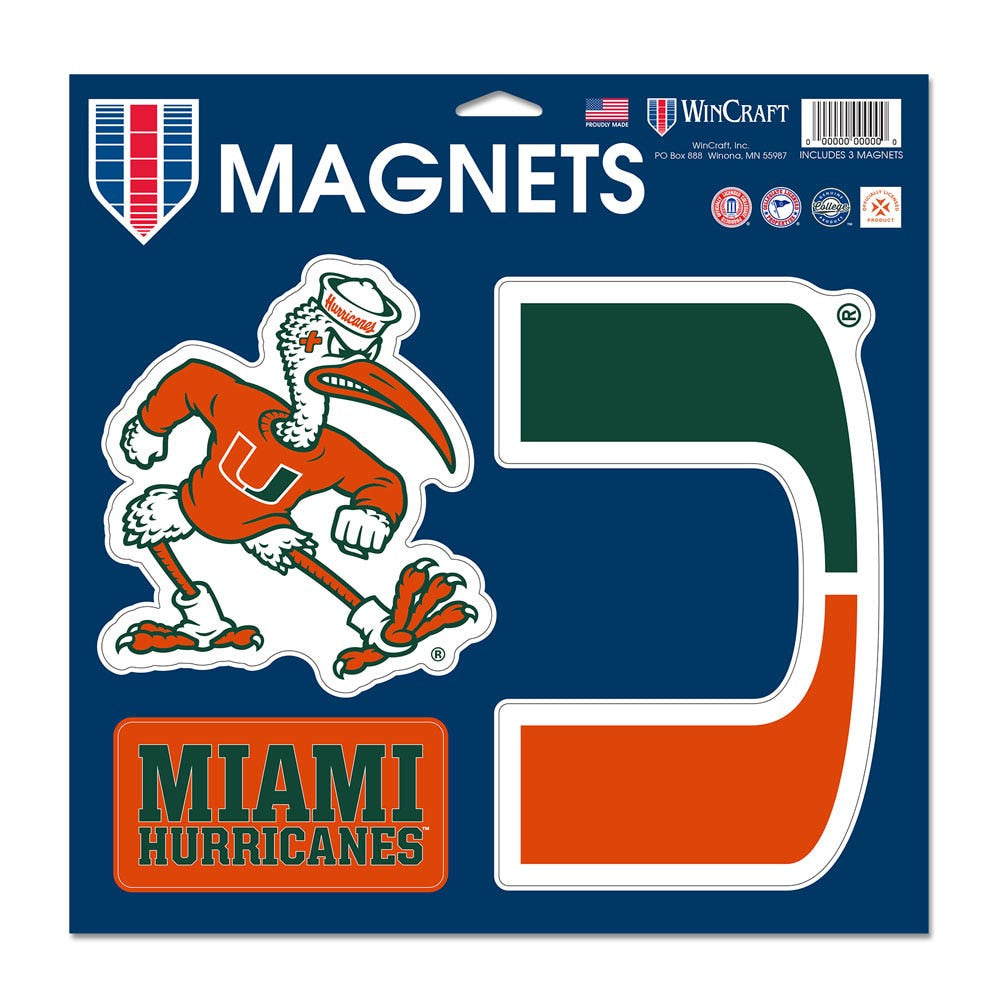 NCAA Miami Hurricanes WinCraft Vinyl Magnet 11" x 11"