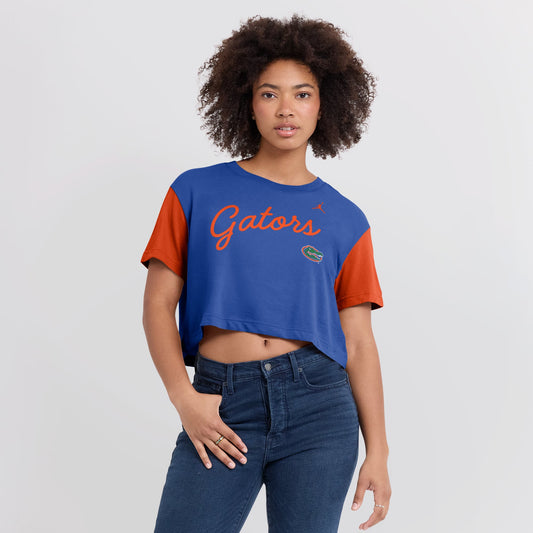 University of Florida Gators Jordan Women's Colorblock Script Crop Tee