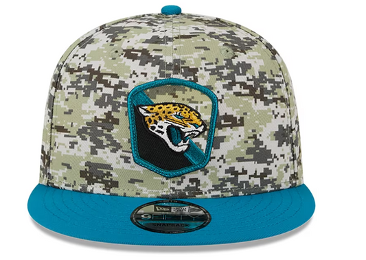 NFL Jacksonville Jaguars New Era Camo/Teal 2023 Salute To Service 9FIFTY Snapback Hat