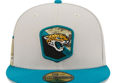 NFL Jacksonville Jaguars New Era Stone/Teal 2023 Salute To Service 59FIFTY Fitted Hat