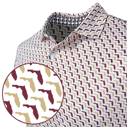 FSU Garnet & Gold State Pride Polo — print detail
