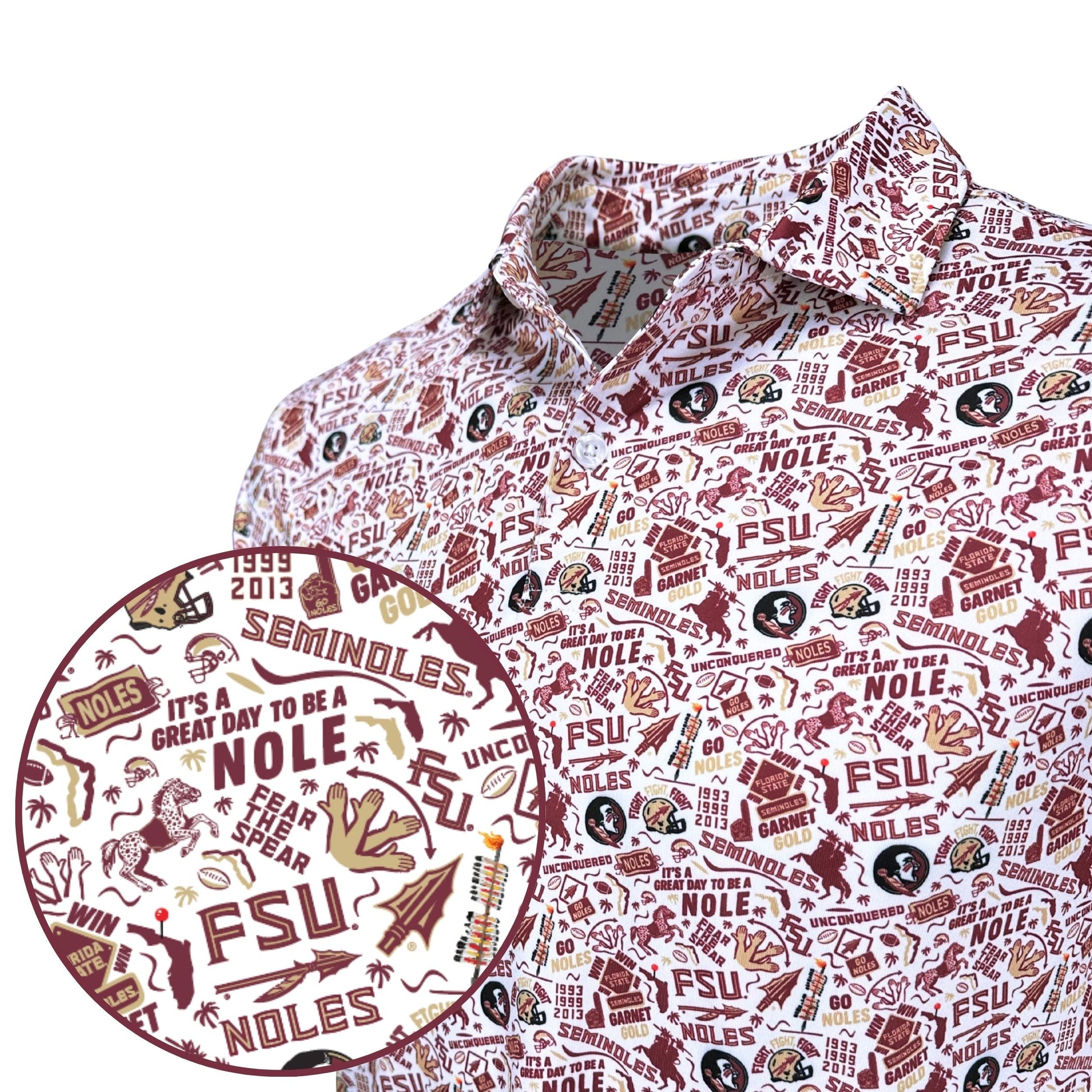 FSU Nole Gameday Print Polo — print detail