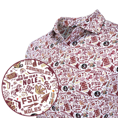 FSU Nole Gameday Print Polo — print detail