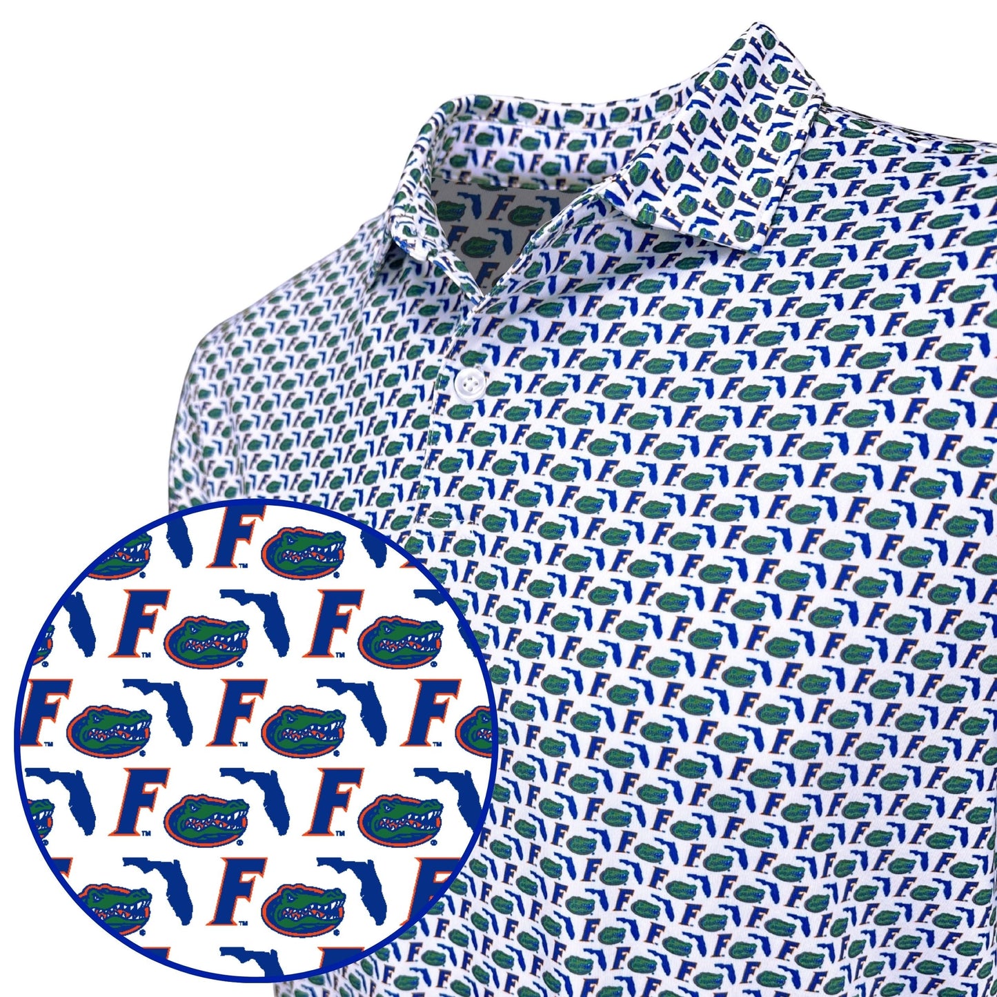 UF Old Florida Print Polo — print detail