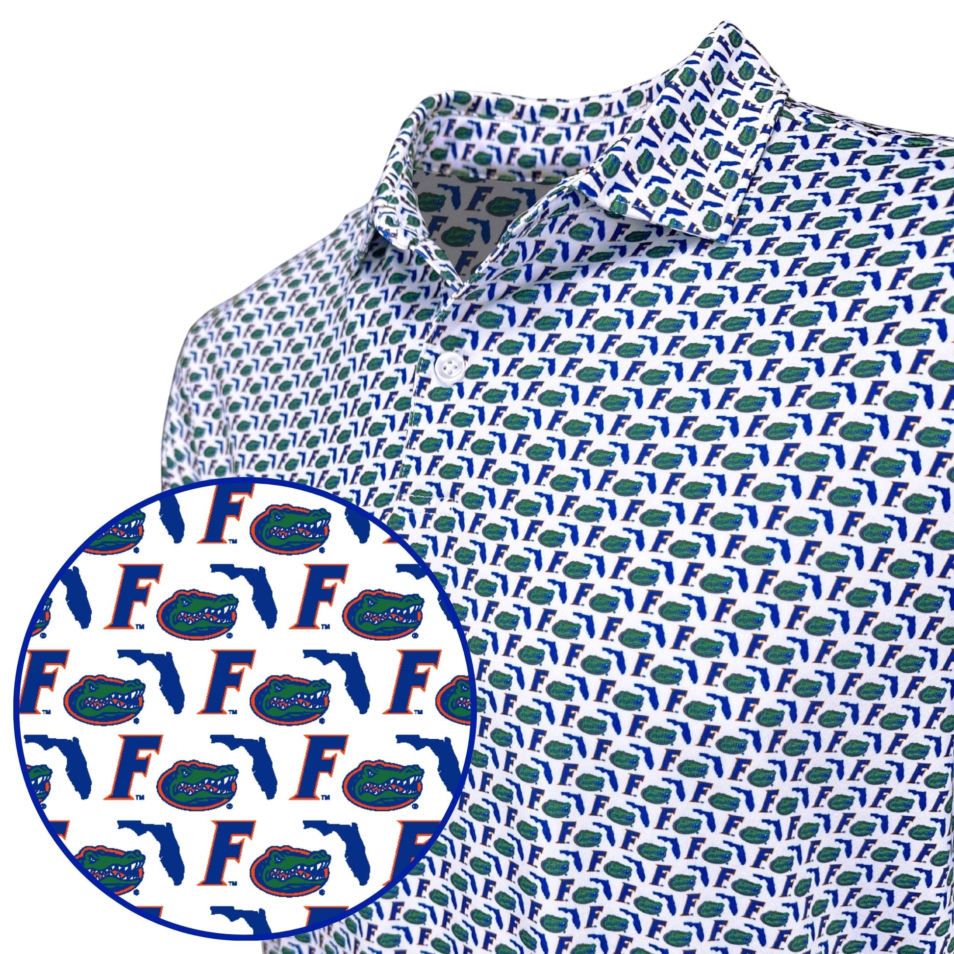 UF Old Florida Print Polo — print detail