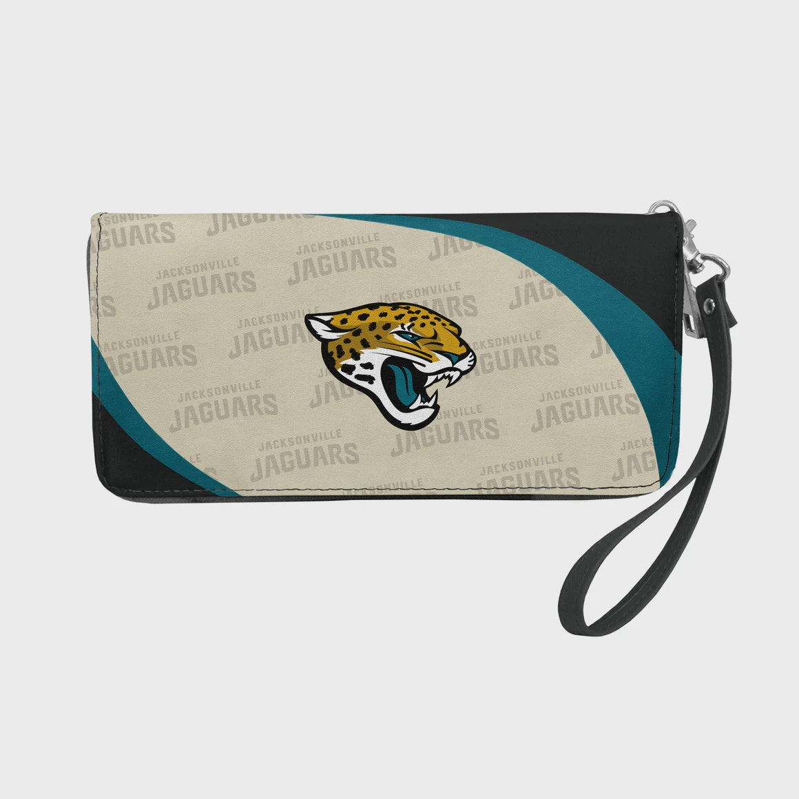 Jacksonville Jaguars Fold Over Crossbody Pebble Curve Zip Organizer Wallet
