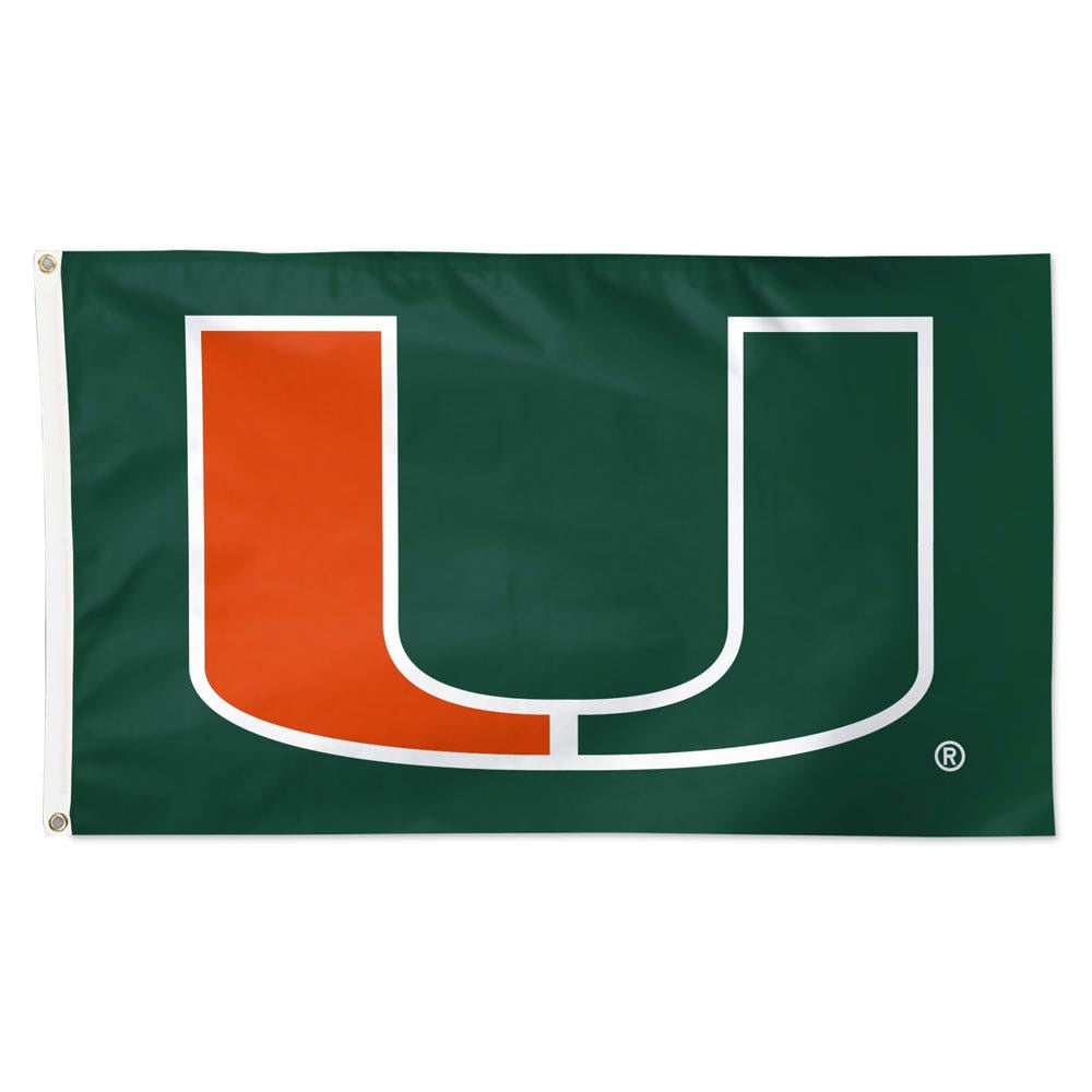 NCAA Miami Hurricanes WinCraft PRIMARY LOGO Flag - Deluxe 3' X 5'