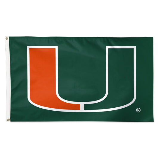 NCAA Miami Hurricanes WinCraft PRIMARY LOGO Flag - Deluxe 3' X 5'