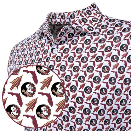 FSU Seminole Spear Print Polo — print detail