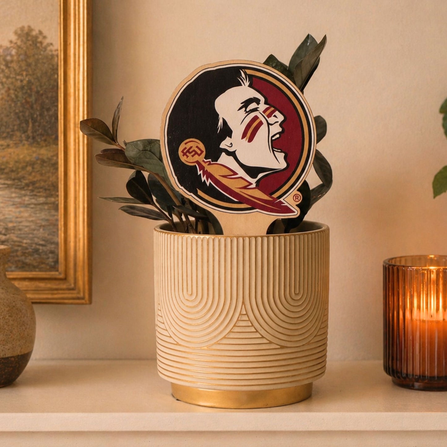 Florida State University Seminole Head Color Plant Stake