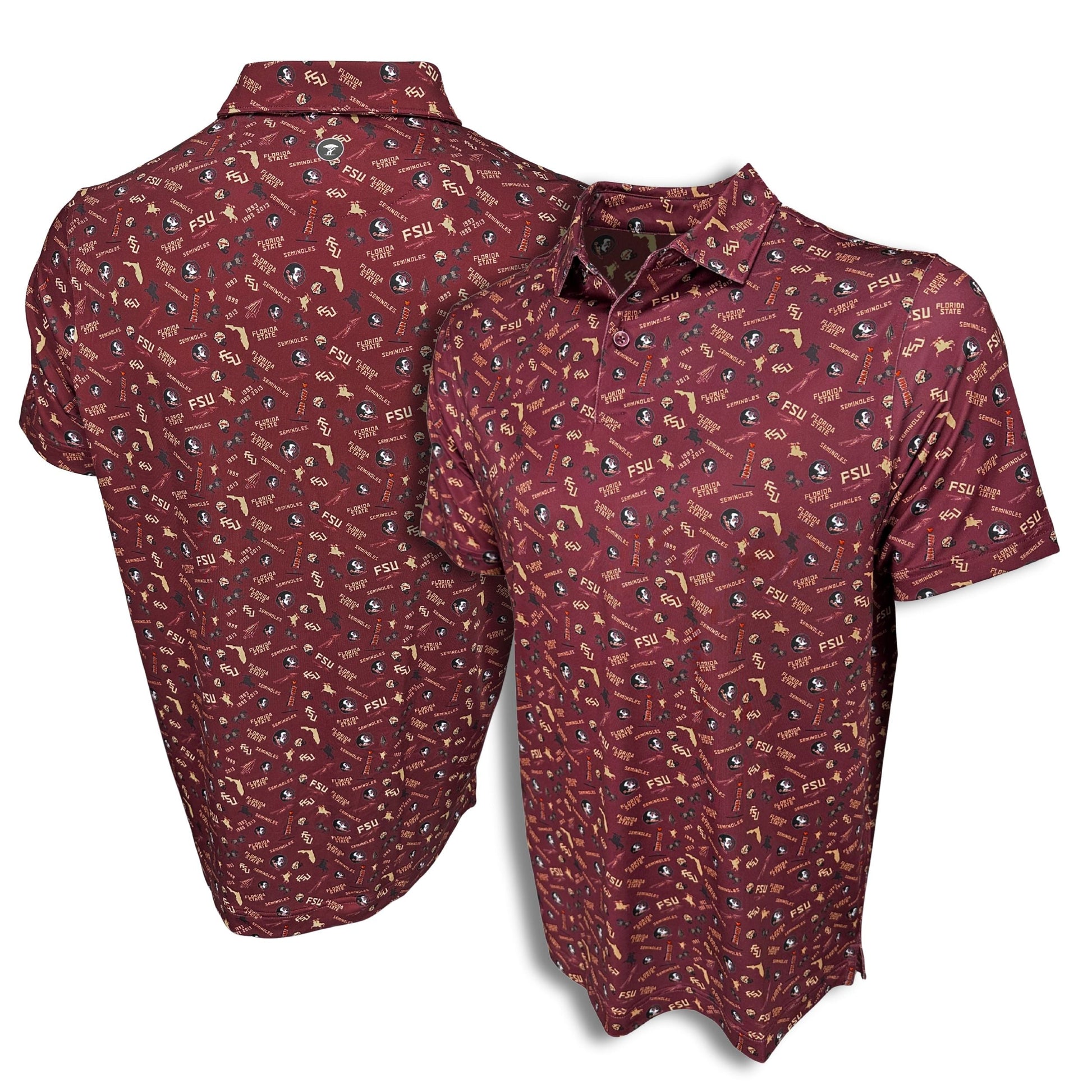 FSU Seminole Safari Print Polo — full print