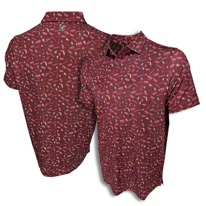 FSU Seminole Safari Print Polo — full print