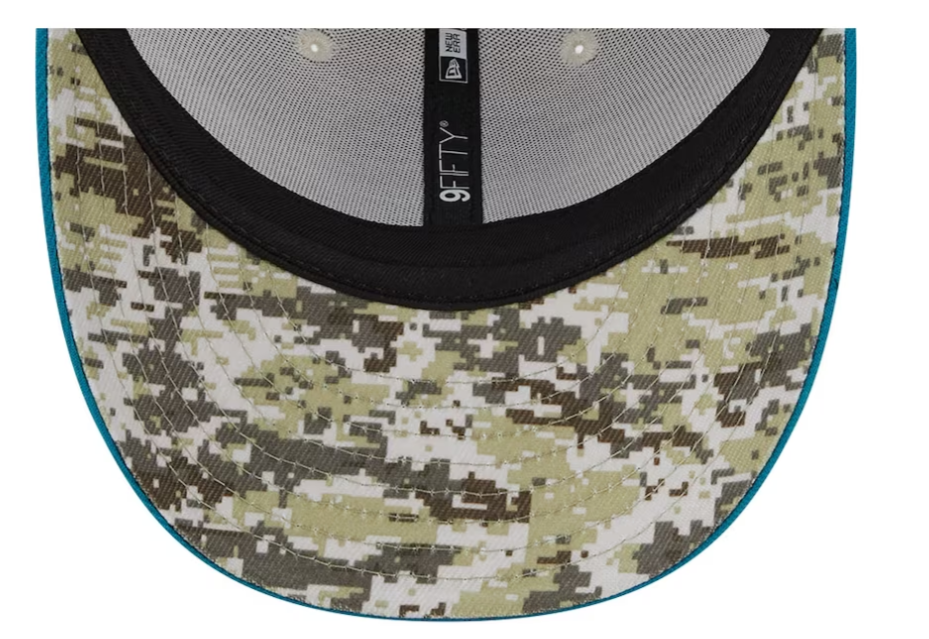 NFL Jacksonville Jaguars New Era Stone/Teal 2023 Salute To Service Low Profile 9FIFTY Snapback Hat