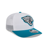 NFL Jacksonville Jaguars New Era 2024 NFL Training Camp 9SEVENTY Trucker Hat - White/Teal