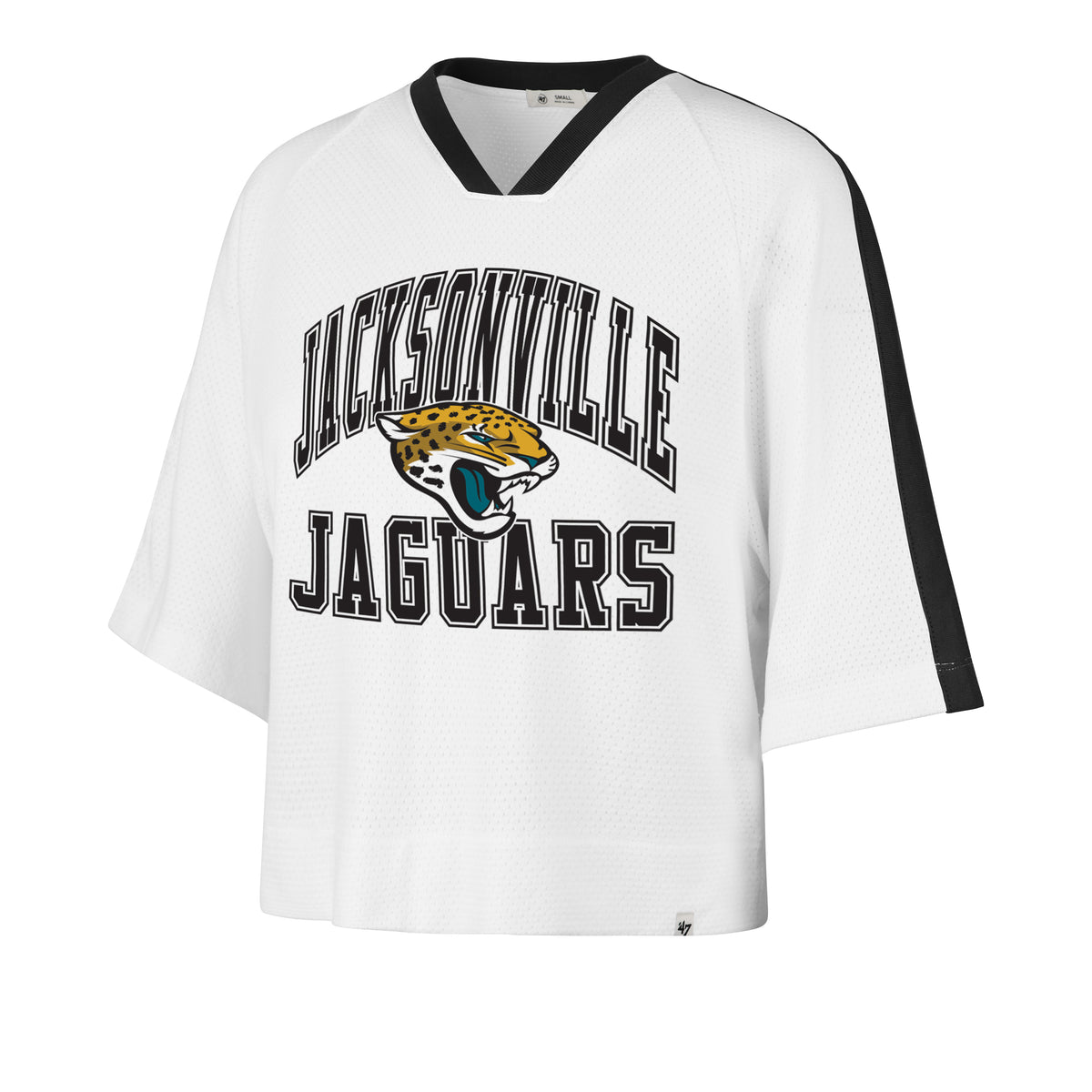 NFL Jacksonville Jaguars '47 Brand Big Overarch Drop Needle Raglan White Tee - front