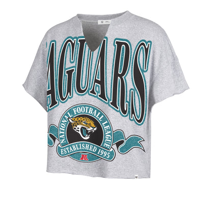 NFL Jacksonville Jaguars '47 Brand Banners Out Oversized Notch Neck Grey Tee - front