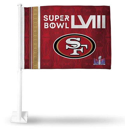49ERS 2024 Super Bowl LVIII Bound car flag displayed on a vehicle showing team support