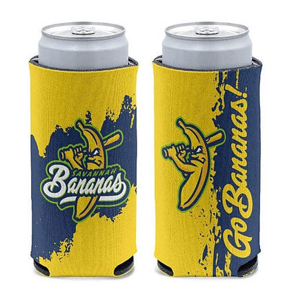 Savannah Bananas 12oz slim can cooler made of neoprene with full-color wrap design