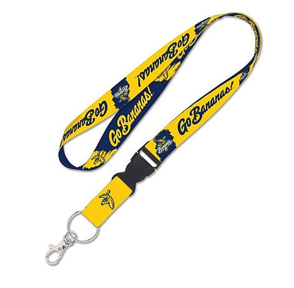 Savannah Bananas 1-inch woven lanyard with detachable buckle and swivel clip in team colors