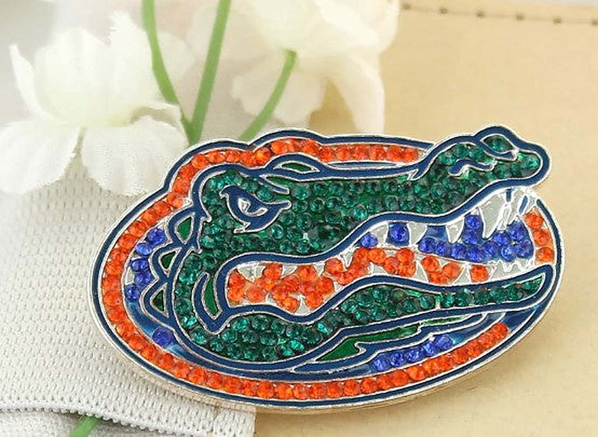 University of Florida Gators crystal logo Gators Head pin with detailed crystal embellishments