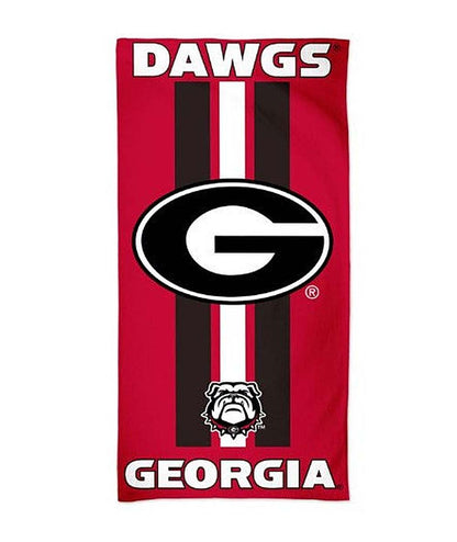 NCAA Georgia Bulldogs 30x60 inch cotton fiber beach towel with team logo and colors