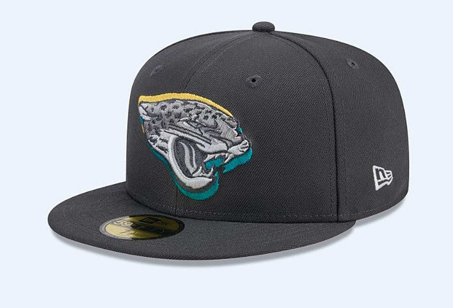 2024 NFL Jacksonville Jaguars 59FIFTY fitted cap with embroidered logos and gray undervisor