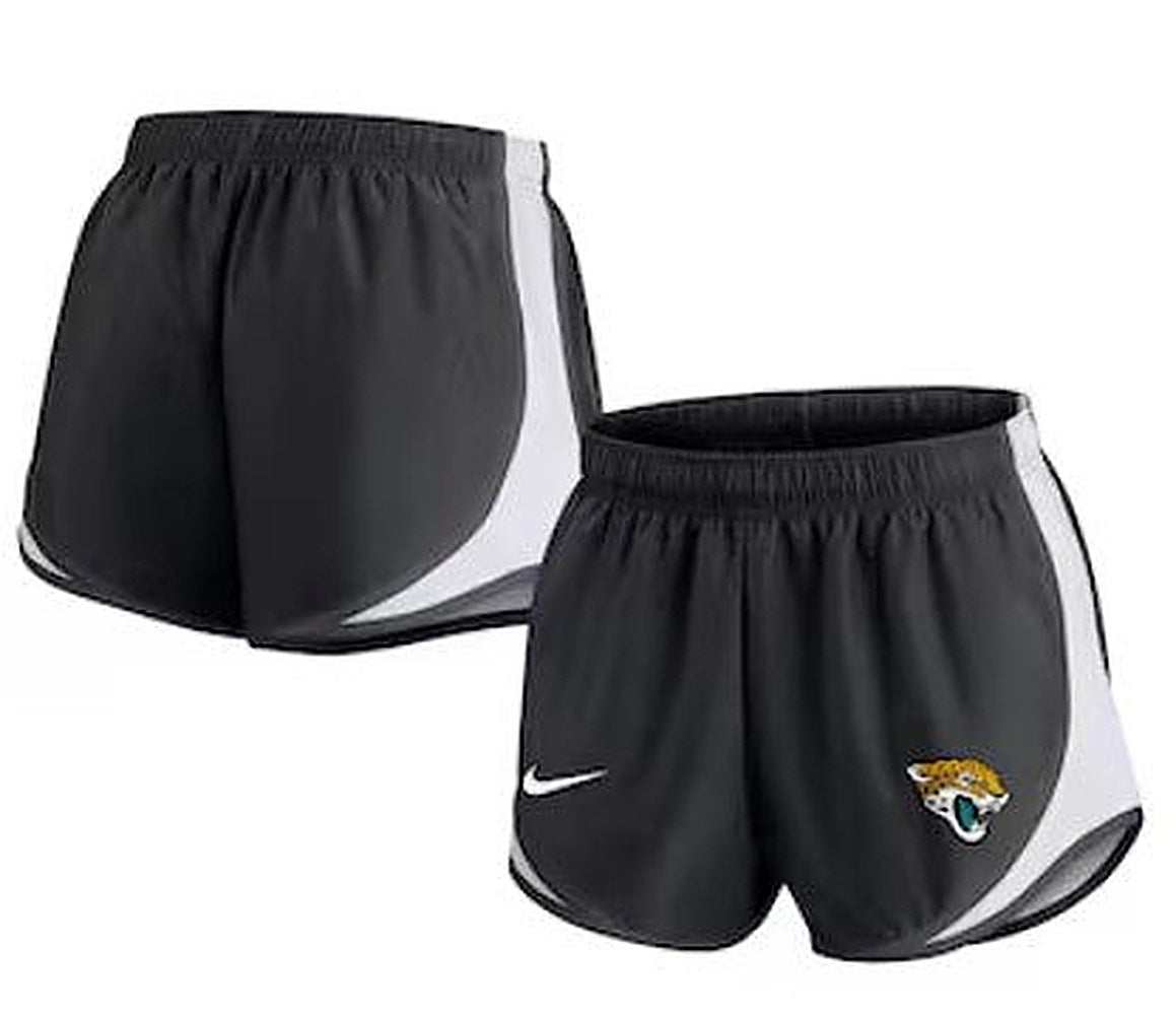 Jacksonville Jaguars Nike Ladies Tempo Shorts in black with elastic waistband and Dri-FIT fabric