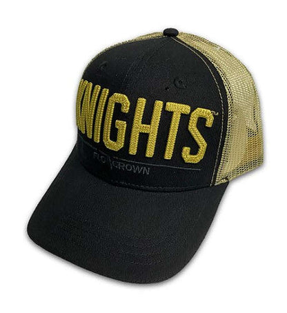 Black and gold UCF Knights FloGrown rope stitch adjustable hat with embroidered patch