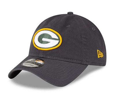 Green Bay Packers New Era gray 9Twenty adjustable dad hat with pre-curved visor and iconic logo